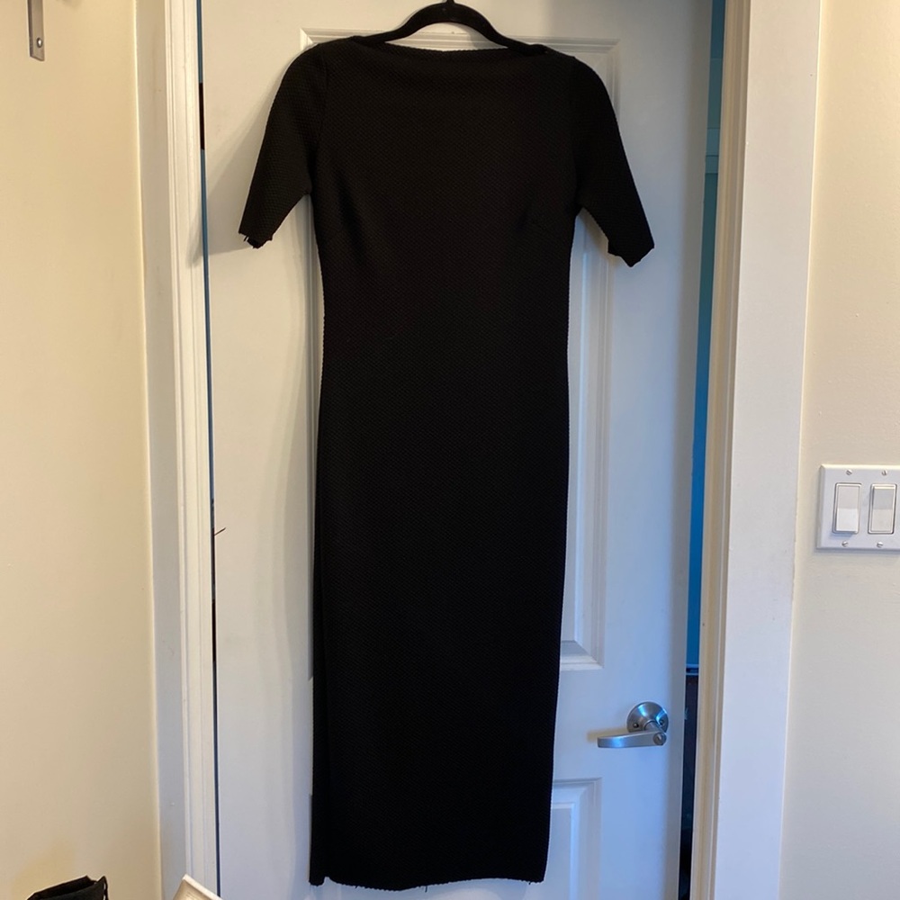 Zara black short sleeve long dress with boatneck. Size medium